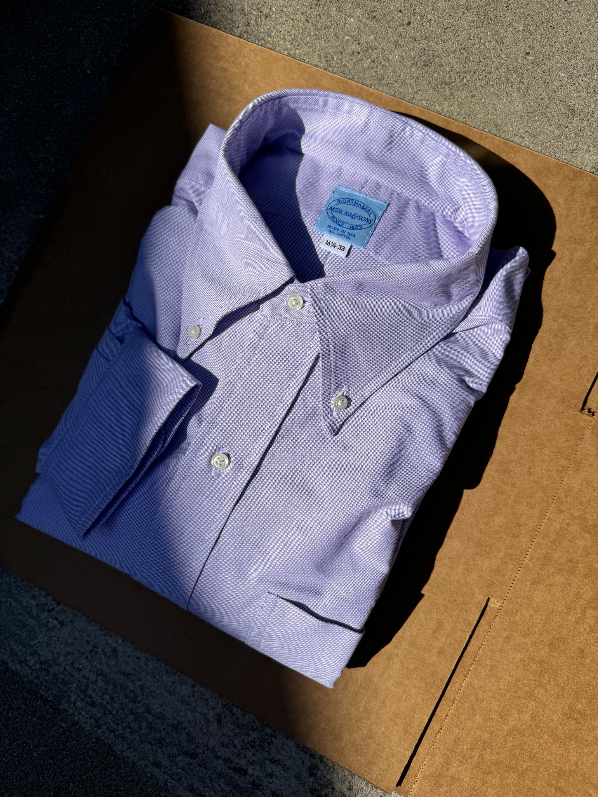 Mercer & Sons Lavender Two-Ply Classic 100% Pima Cotton Oxford Shirt