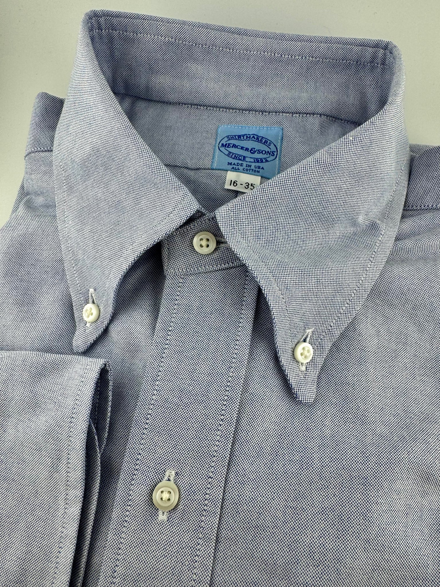 Blue Two-Ply Classic 100% Pima Cotton Oxford with Button-Down Collar Blue Two-Ply Classic 100% Pima Cotton Oxford with Button-Down Collar