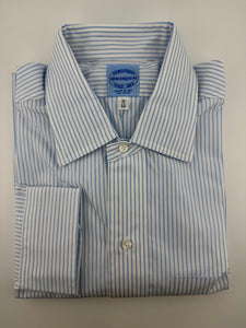 Classic Skye Blue & White Stripe #487 with Modified Spread Collar