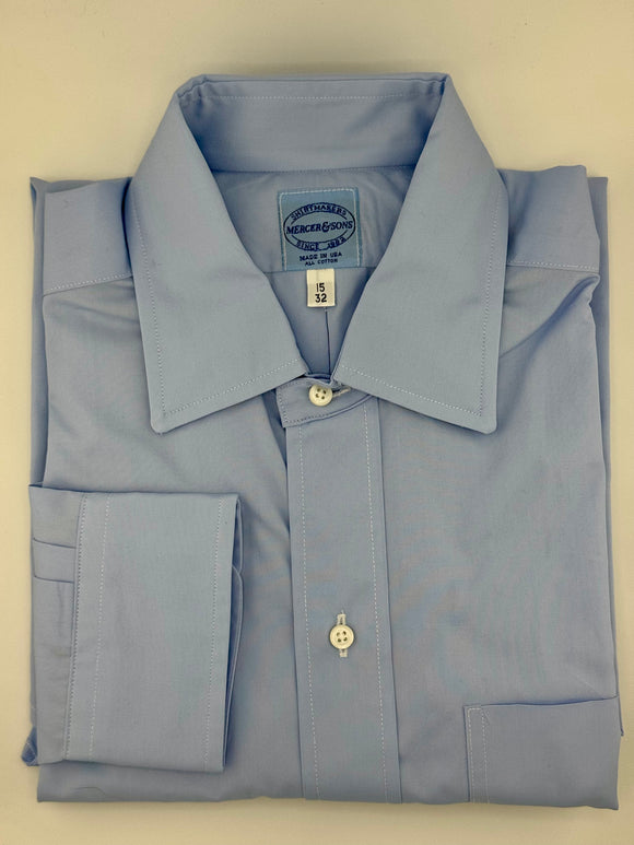 Bond St. Blue 140's SuperFine™ Cotton Broadcloth with Modified Spread Collar