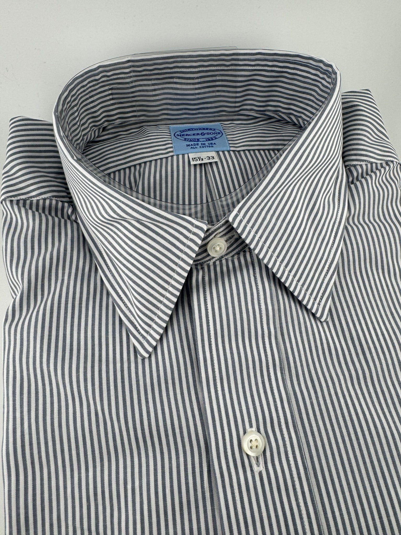Mercer & Sons Grey Bankers 1/16" Broadcloth Stripe Shirt | Premium Comfort Mercer&Sons Mercer & Sons Grey Bankers 1/16" Broadcloth Stripe Shirt | Premium Comfort Mercer&Sons