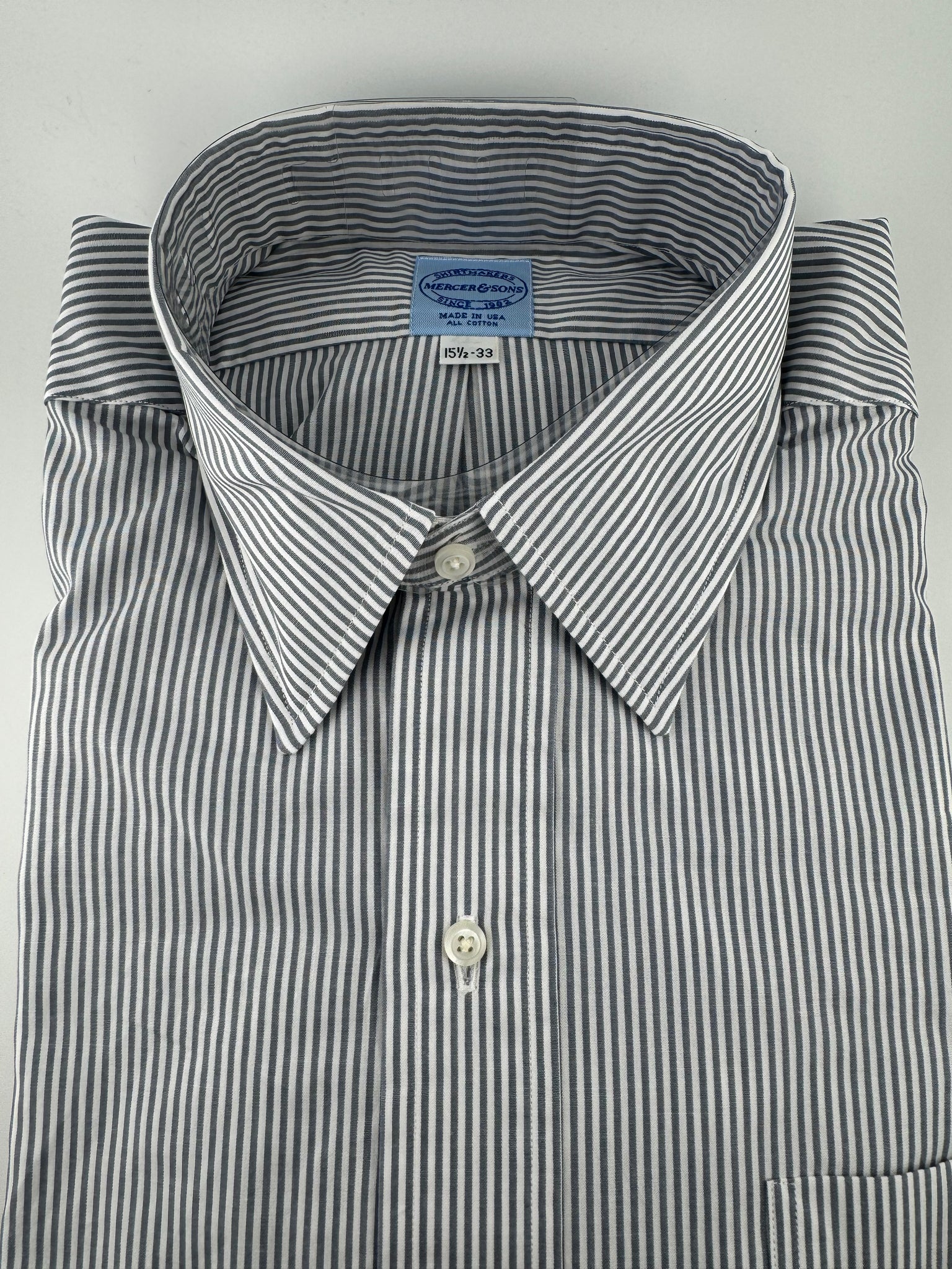 Mercer & Sons Grey Bankers 1/16" Broadcloth Stripe Shirt | Premium Comfort Mercer&Sons Mercer & Sons Grey Bankers 1/16" Broadcloth Stripe Shirt | Premium Comfort Mercer&Sons