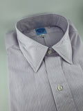 Lavender Bankers 1/16" Broadcloth Stripe with Tennis Straight Collar