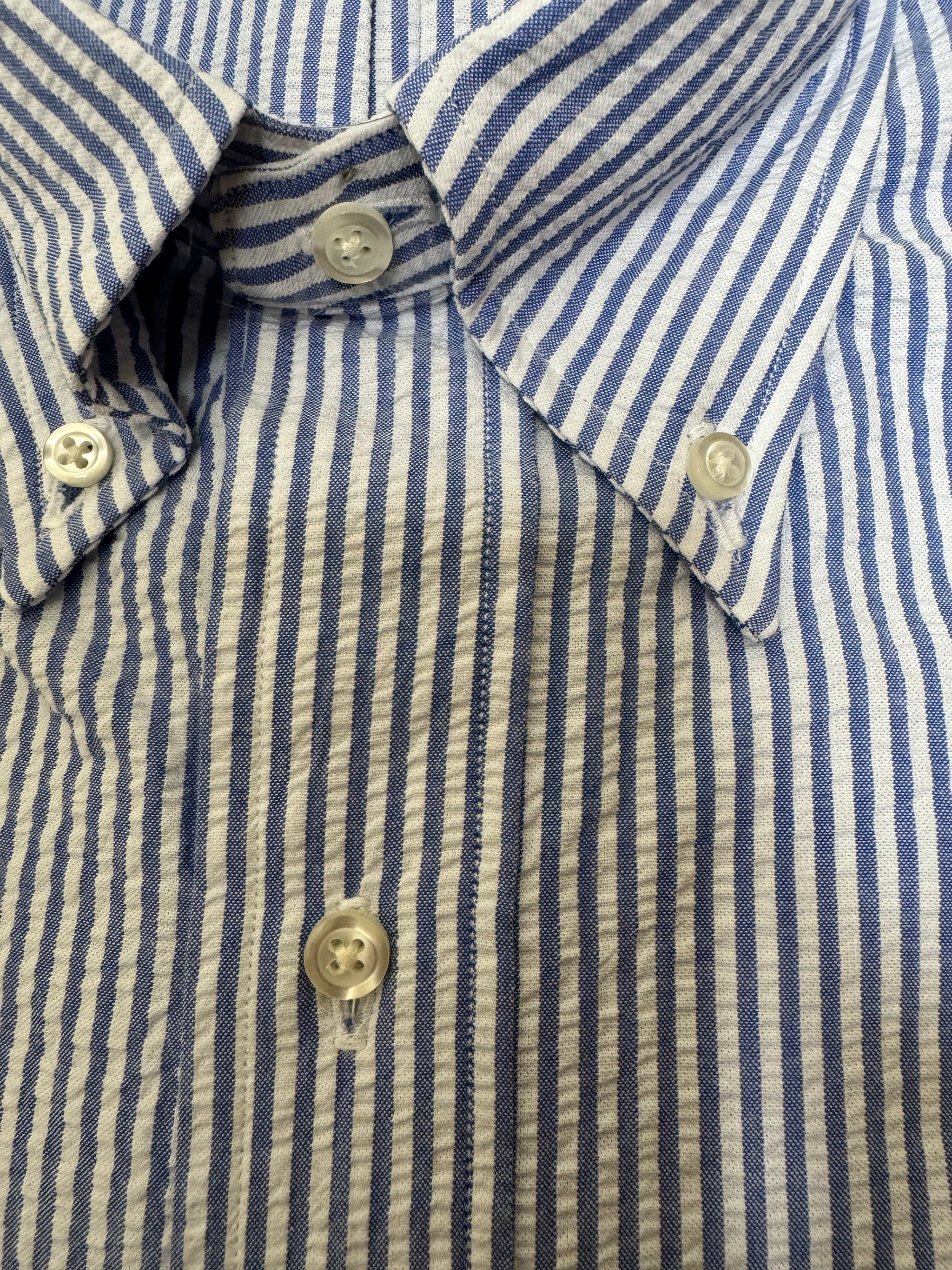 【U LAN】Palm Stripe Seersucker Over Shirt Palm stripe seersucker over shirt - U LAN