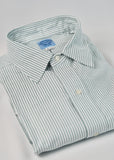 Green & White University Stripe Two-Ply 100% Pima Cotton Oxford