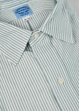 Green & White University Stripe Two-Ply 100% Pima Cotton Oxford