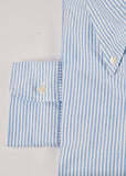 Skye Blue & White University Stripe 100% Pima Cotton Oxford