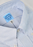 Skye Blue & White University Stripe 100% Pima Cotton Oxford