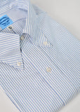 Skye Blue & White University Stripe 100% Pima Cotton Oxford