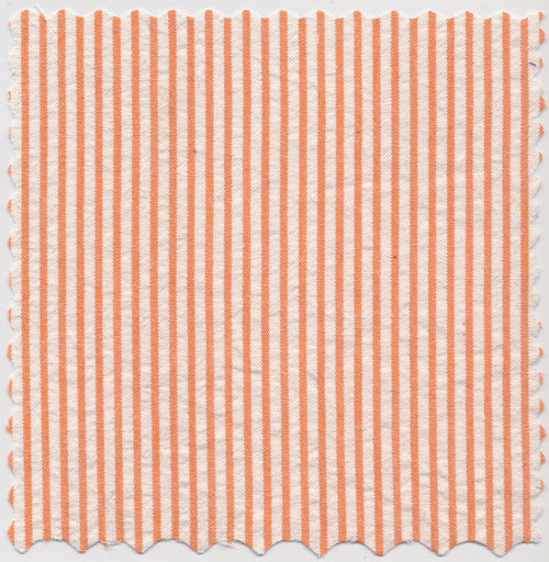 Seville Orange & White Cotton Seersucker Stripe