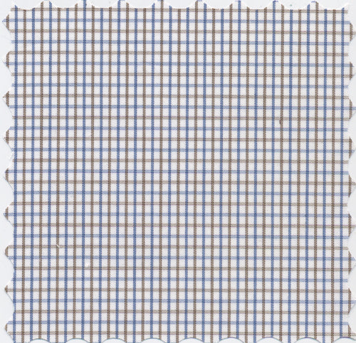 Lightweight Coffee & Blue 2MM Tattersall Graph Check Broadcloth