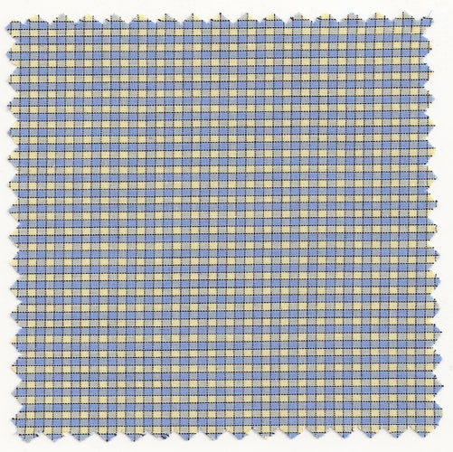 Italian Coastal Plaid Amalfi Blue & Gold Leaf Broadcloth