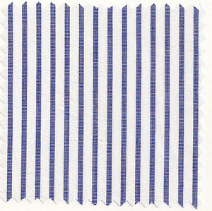 White End-on-End Broadcloth with Bold Blue Stripe