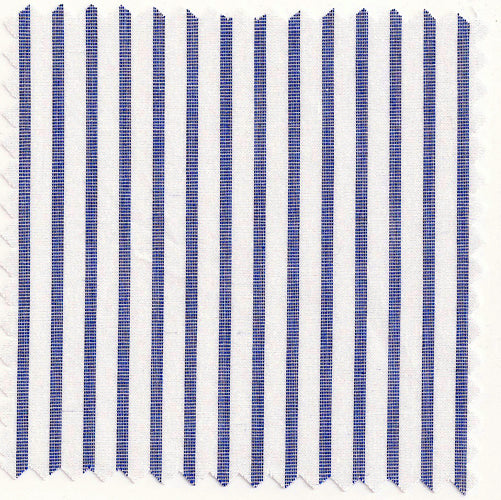 White End-on-End Broadcloth with Bold Blue Stripe